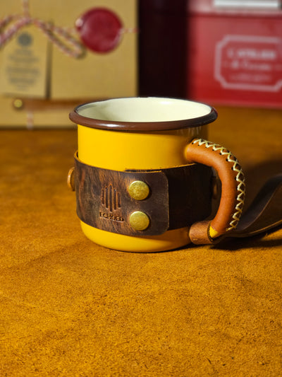 LEATHER ENAMEL MUG - YELLOW