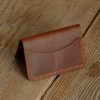 Personalized Compact Full-Grain Leather Card Holder — Neptün in Brown