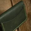 Personalized Compact Full-Grain Leather Card Holder — Neptün in Green
