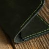 Personalized Compact Full-Grain Leather Card Holder — Neptün in Green