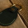 Personalized Full-Grain Leather AirTag Holder & Keyring — Victor in Green