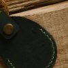 Personalized Full-Grain Leather AirTag Holder & Keyring — Victor in Green