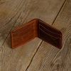 Personalized Full-Grain Leather Bifold Card Wallet — Levent in Brown