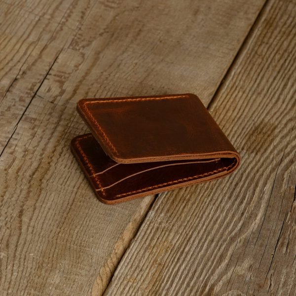 Personalized Full-Grain Leather Bifold Card Wallet — Levent in Brown