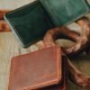 Personalized Full-Grain Leather Bifold Card Wallet — Levent — in use