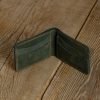 Personalized Full-Grain Leather Bifold Card Wallet — Levent in Green