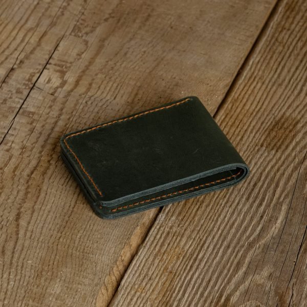 Personalized Full-Grain Leather Bifold Card Wallet — Levent in Green