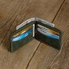 Personalized Full-Grain Leather Bifold Card Wallet — Levent in Green