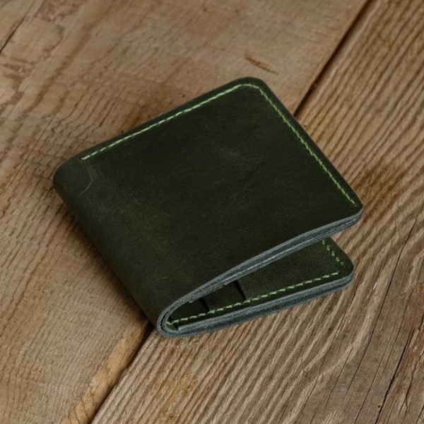 Personalized Full-Grain Leather Bifold Wallet, Classic — Kalyon in Green Personalized Full-Grain Leather Bifold Wallet, Classic — Kalyon in Green