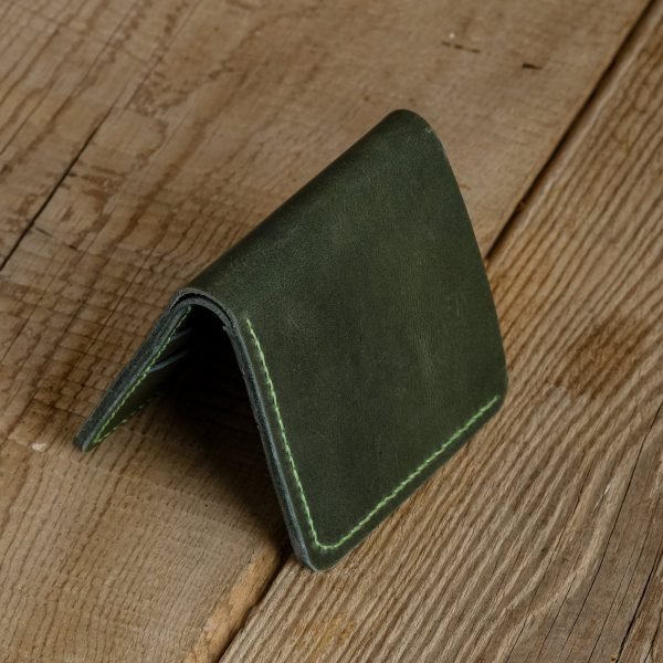 Personalized Full-Grain Leather Bifold Wallet, Classic — Kalyon in Green Personalized Full-Grain Leather Bifold Wallet, Classic — Kalyon in Green