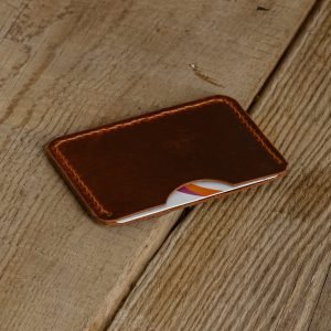 Personalized Full-Grain Leather Card Holder, 2 Pockets — Felenk in Brown