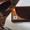 Personalized Full-Grain Leather Card Holder, 2 Pockets — Felenk — in use