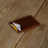 Personalized Full-Grain Leather Card Holder, 3 Pockets — Oruç in Brown
