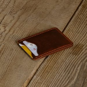 Personalized Full-Grain Leather Card Holder, 3 Pockets — Oruç in Brown
