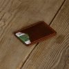 Personalized Full-Grain Leather Card Holder, 3 Pockets — Oruç in Brown