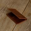 Personalized Full-Grain Leather Card Wallet, 6 Pockets — Gabya in Brown