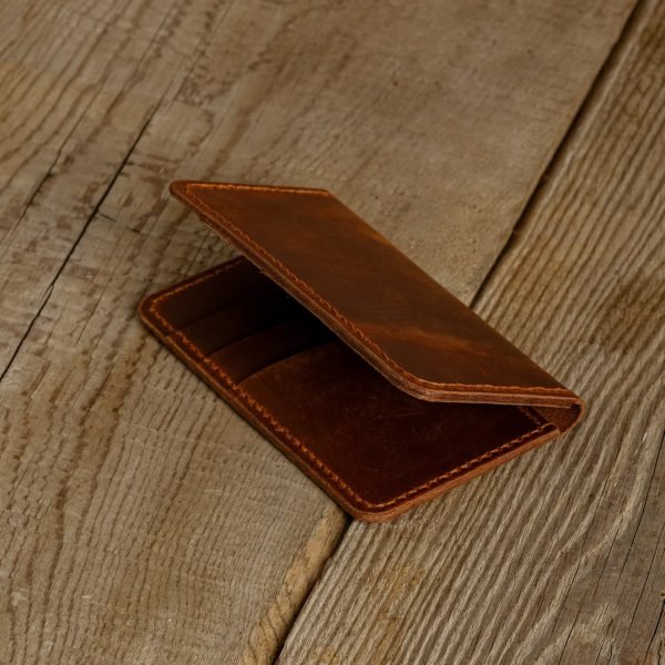 Personalized Full-Grain Leather Card Wallet, 6 Pockets — Gabya in Brown