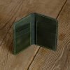 Personalized Full-Grain Leather Card Wallet, 6 Pockets — Gabya in Green