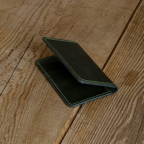 Personalized Full-Grain Leather Card Wallet, 6 Pockets — Gabya in Green