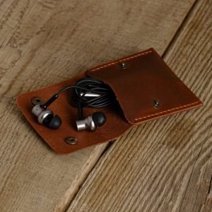 Personalized Full-Grain Leather Coin Purse — Jale in Brown