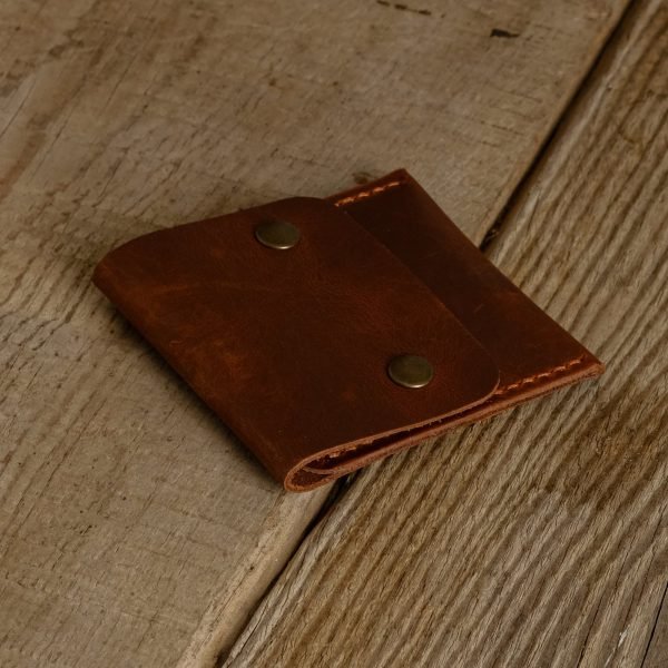 Personalized Full-Grain Leather Coin Purse — Jale in Brown