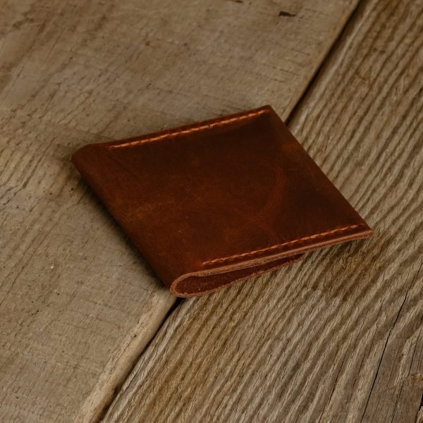 Personalized Full-Grain Leather Coin Purse — Jale in Brown
