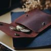 Personalized Full-Grain Leather Coin Purse — Jale — in use