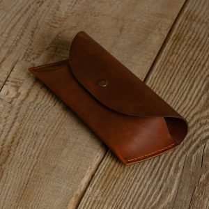 Personalized Full-Grain Leather Glasses Case — Oscar in Brown