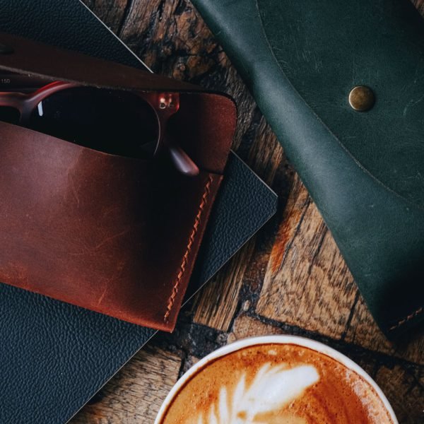 Personalized Full-Grain Leather Glasses Case — Oscar — in use Personalized Full-Grain Leather Glasses Case — Oscar — in use