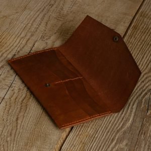 Personalized Full-Grain Leather Long Wallet with Phone Pocket — Seren in Brown