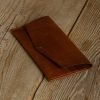 Personalized Full-Grain Leather Long Wallet with Phone Pocket — Seren in Brown