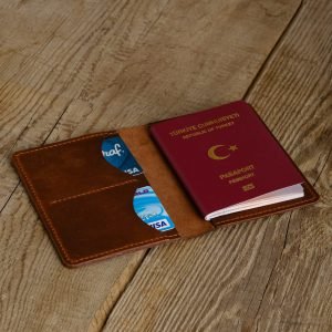 Personalized Full-Grain Leather Passport Holder — Alesta in Brown