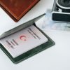 Personalized Full-Grain Leather Passport Holder — Alesta — in use