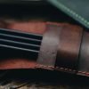 Personalized Full-Grain Leather Pen Case — Alfa — in use
