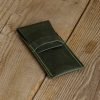 Personalized Full-Grain Leather Pen Case — Alfa in Green
