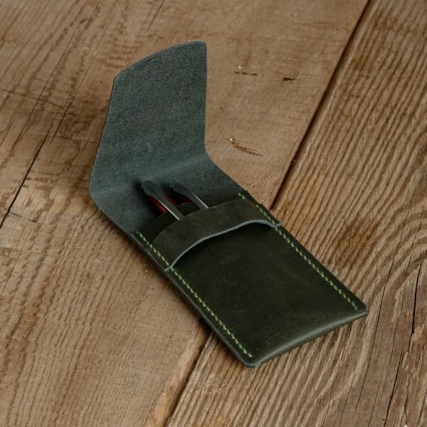 Personalized Full-Grain Leather Pen Case — Alfa in Green
