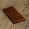 Personalized Full-Grain Leather Travel Organizer Wallet — Zuhal in Brown