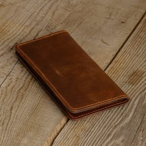 Personalized Full-Grain Leather Travel Organizer Wallet — Zuhal in Brown