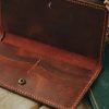 Personalized Full-Grain Leather Travel Organizer Wallet — Zuhal — in use