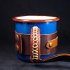 Personalized Leather-Wrapped Enamel Mug — Blue Personalized Leather-Wrapped Enamel Mug — Blue