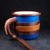 Personalized Leather-Wrapped Enamel Mug — Blue Personalized Leather-Wrapped Enamel Mug — Blue
