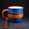 Personalized Leather-Wrapped Enamel Mug — Blue Personalized Leather-Wrapped Enamel Mug — Blue