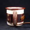 Personalized Leather-Wrapped Enamel Mug — Cream Personalized Leather-Wrapped Enamel Mug — Cream