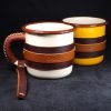 Personalized Leather-Wrapped Enamel Mug — Cream Personalized Leather-Wrapped Enamel Mug — Cream