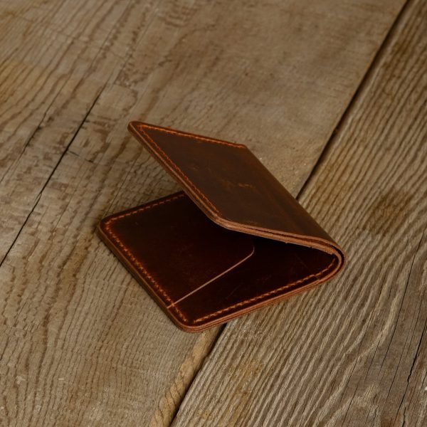 Personalized Minimalist Full-Grain Leather Bifold Wallet — Merih in Brown