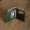 Personalized Minimalist Full-Grain Leather Bifold Wallet — Merih in Green