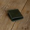 Personalized Minimalist Full-Grain Leather Bifold Wallet — Merih in Green