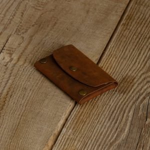 Personalized Minimalist Full-Grain Leather Card Holder — İstif in Brown