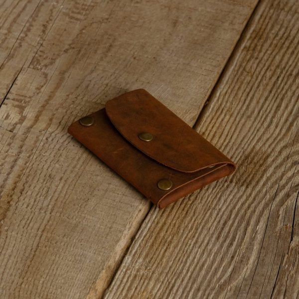 Personalized Minimalist Full-Grain Leather Card Holder — İstif in Brown