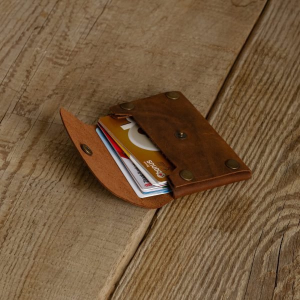 Personalized Minimalist Full-Grain Leather Card Holder — İstif in Brown